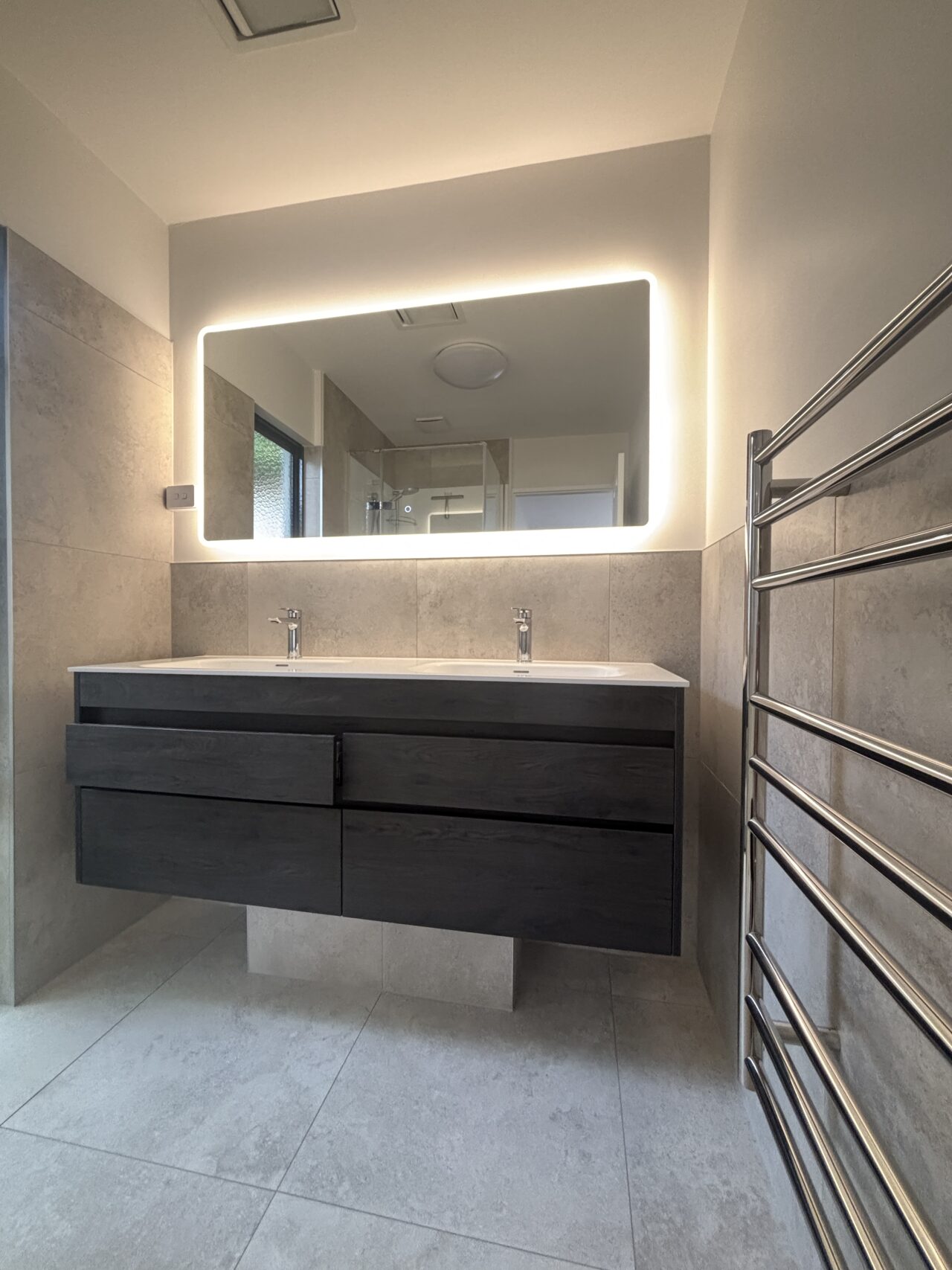 Partially tiled bathrooms